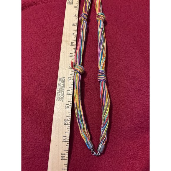 Handcrafted Rainbow Colors Statement Necklace Circular Pendant Boho Hippie Artsy - Picture 9 of 11